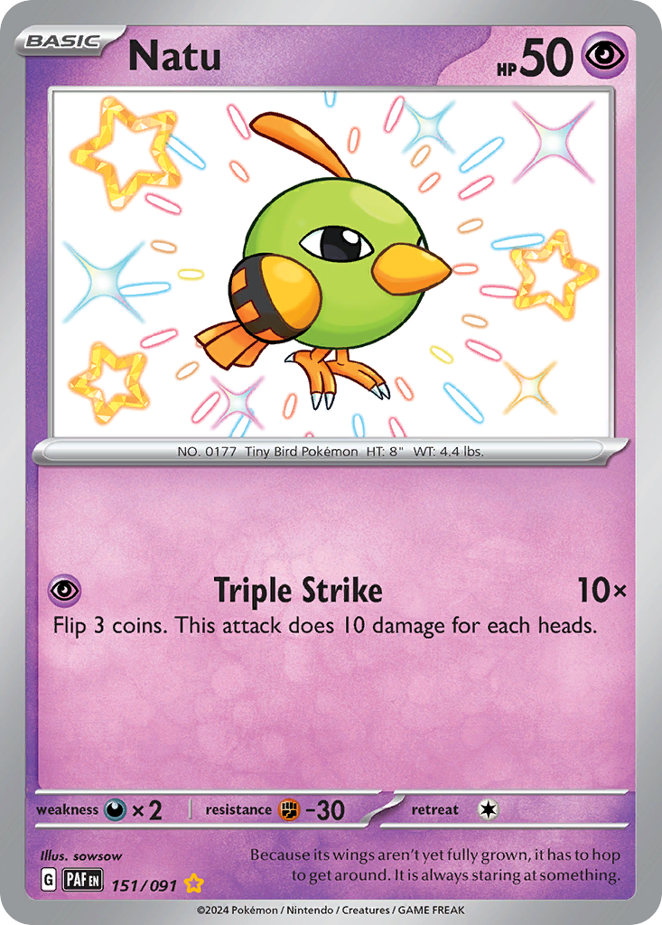 Natu (151/91) - [Shiny Holo] Paldean Fates (PAF)