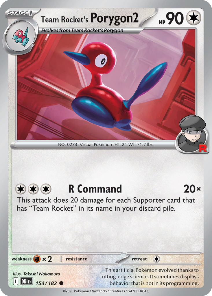Team Rocket's Porygon2 (154/182) - [Reverse Holo] Destined Rivals (DRI)