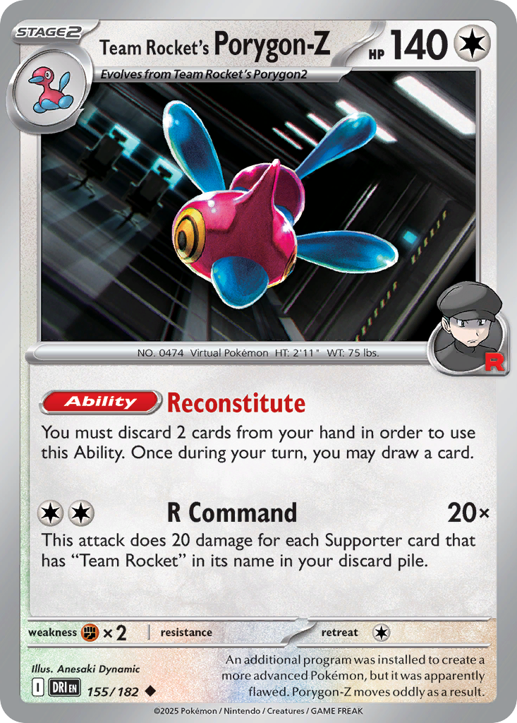 Team Rocket's Porygon-Z (155/182) - [Reverse Holo] Destined Rivals (DRI)