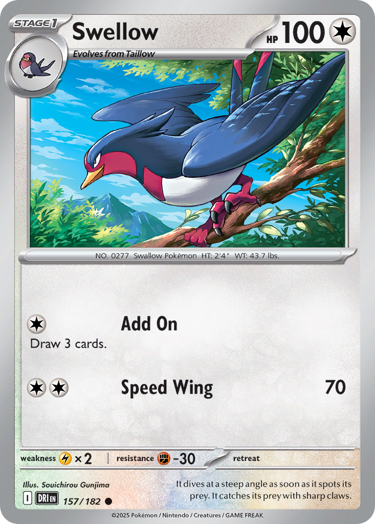 Swellow (157/182) - [Reverse Holo] Destined Rivals (DRI)