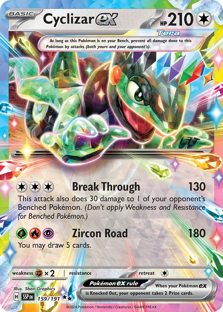 191 pokemon cards Cyclizar ex #159 SSP Surging Sparks EN Produced by The Pokmon Misty's Tears Banned Error Packing:Case Stellar Crown