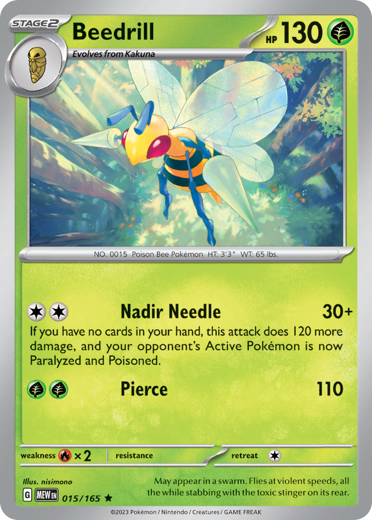 Beedrill (15/165) - [Reverse Holo] SV3PT5: 151 (MEW)