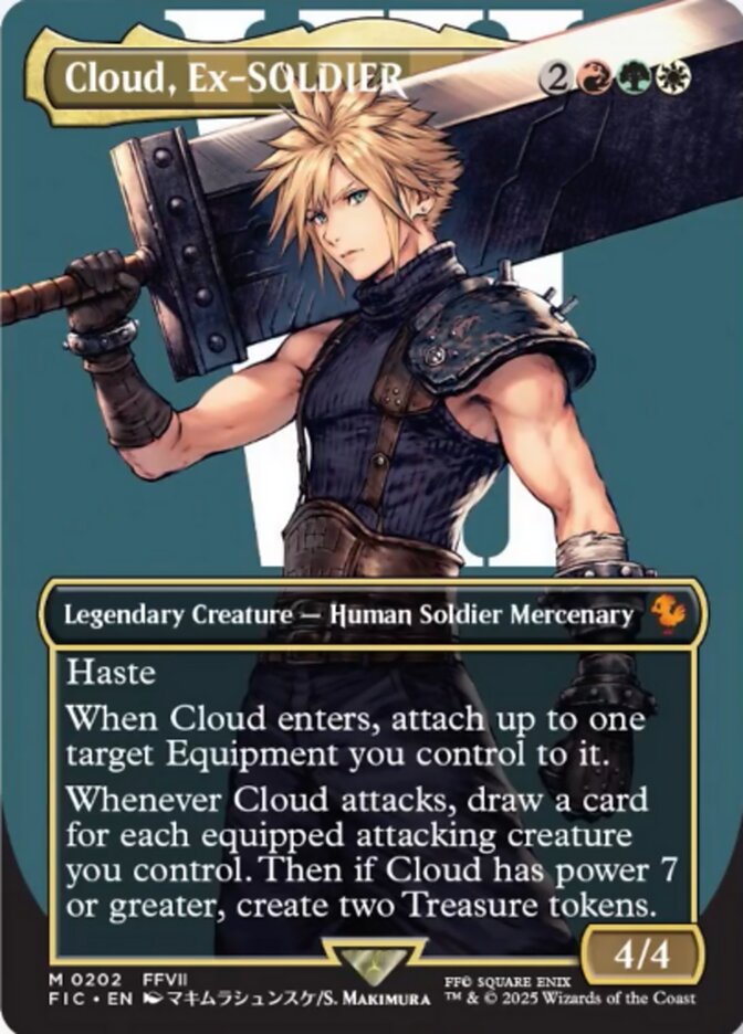 Cloud, Ex-SOLDIER (202) - [Foil, Borderless] Final Fantasy Commander (FIC)