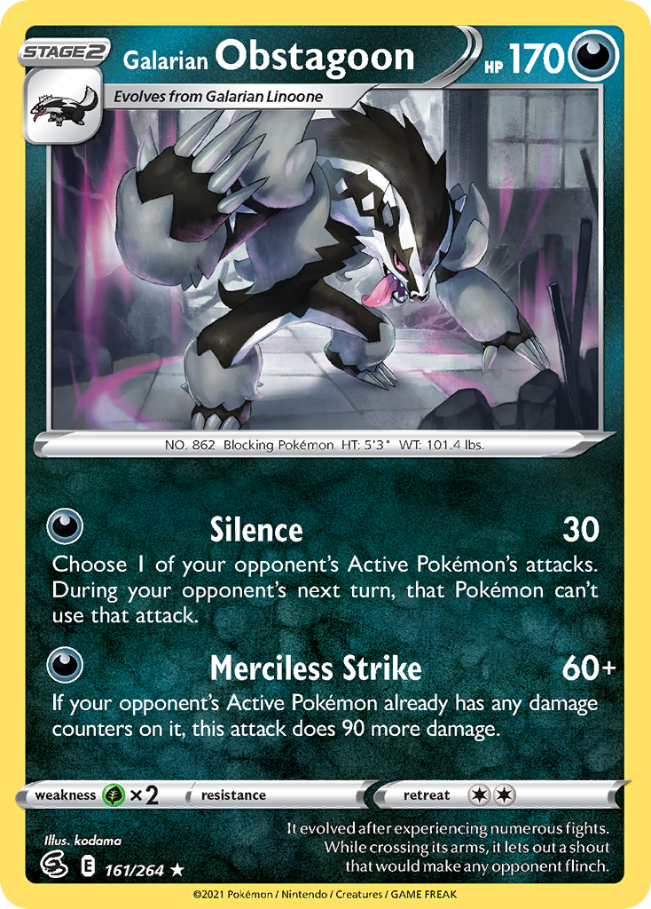 Galarian Obstagoon (161/264) - [Holo Foil] Fusion Strike (FST)