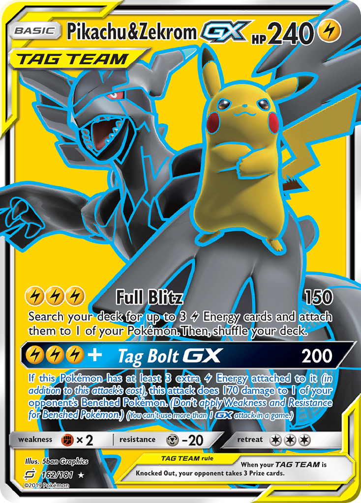 Pikachu & Zekrom-GX (162/181) - [Full Art] Team Up (TEU)