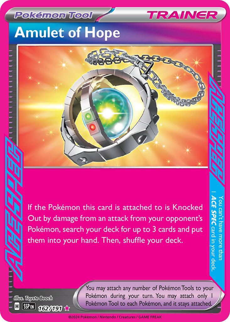 Pokemon Trading Card Game Surging Sparks Ace SPEC Rare Amulet of Hope #162 Pokemon Trading Card Game Surging Sparks Ace SPEC Rare Amulet of Hope #162