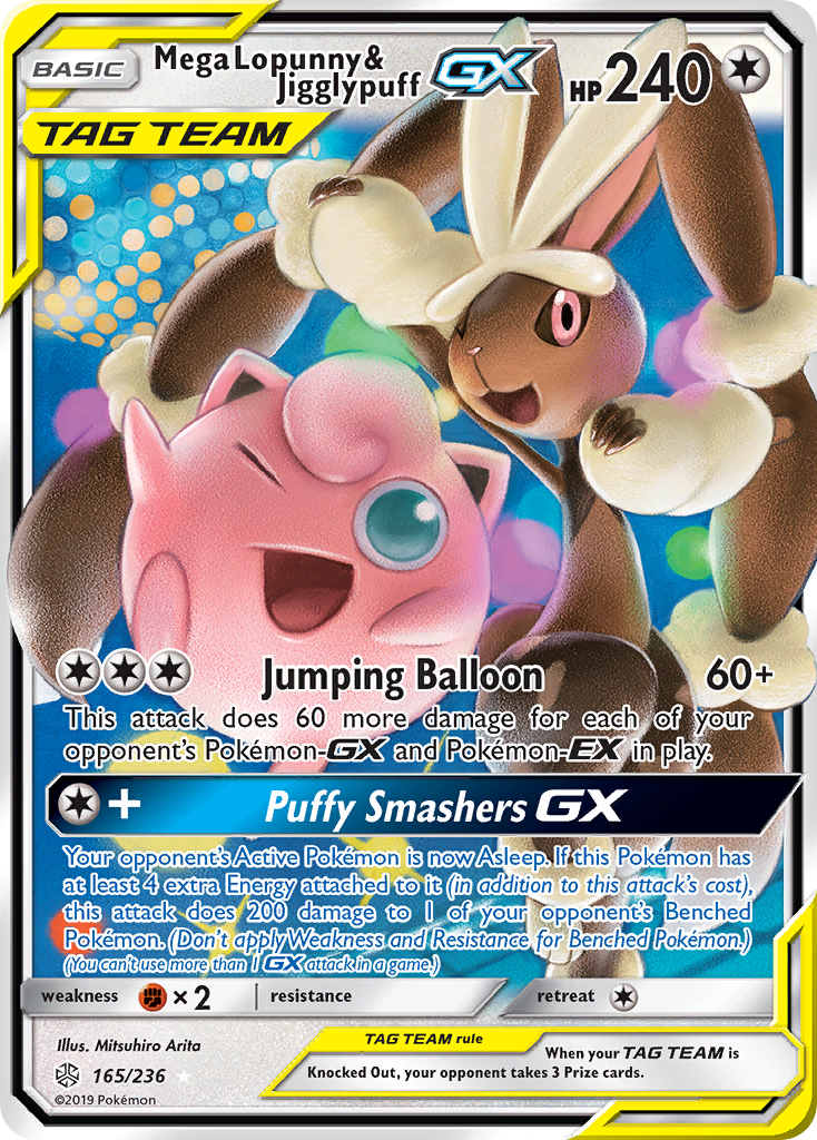 Mega Lopunny & Jigglypuff-GX (165/236) - [Holo Foil] Cosmic Eclipse (CEC)