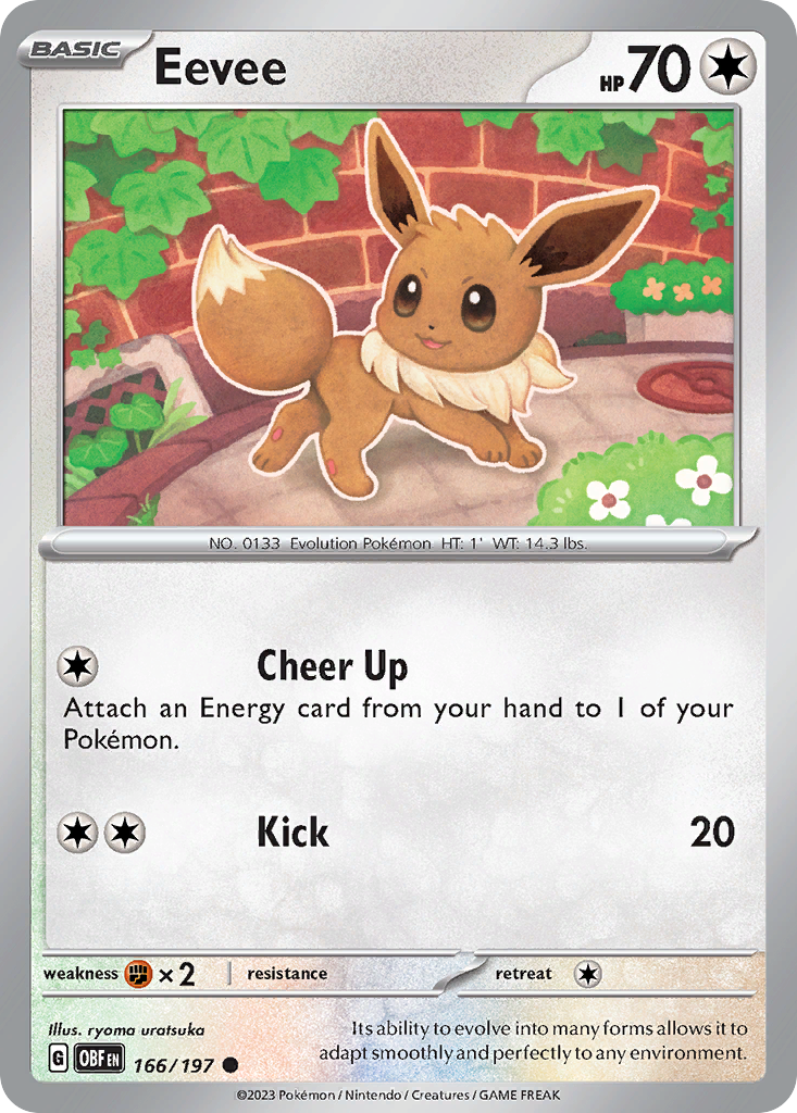 Eevee (166/197) - [Reverse Holo] Obsidian Flames (OBF)