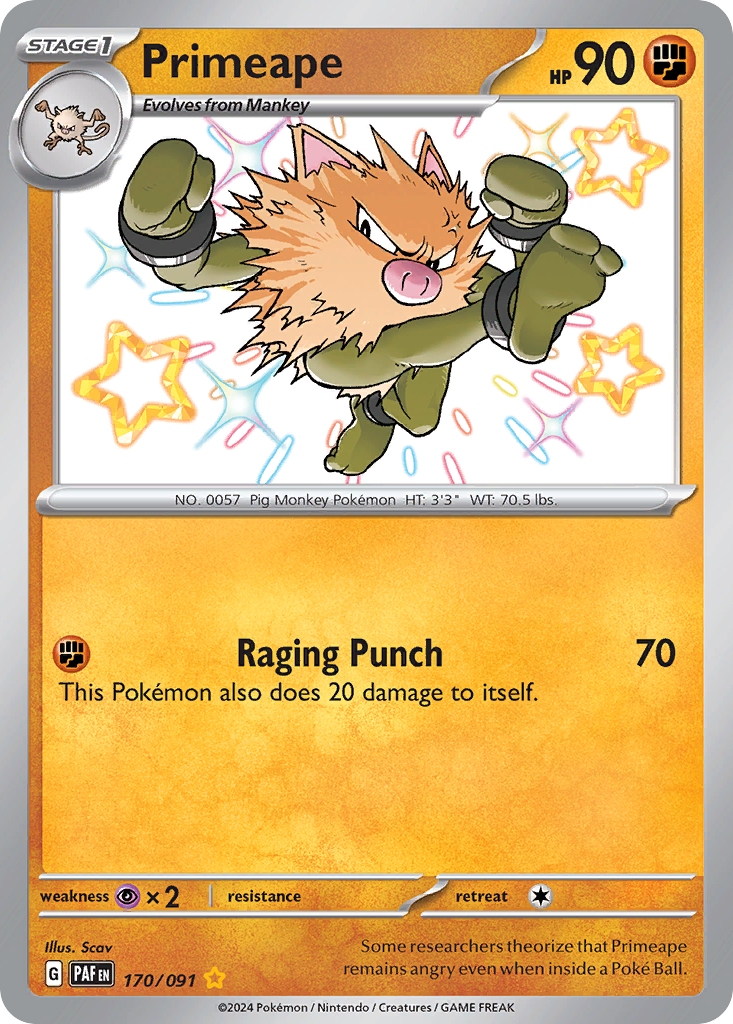 Primeape (170/91) - [Shiny Holo] Paldean Fates (PAF)