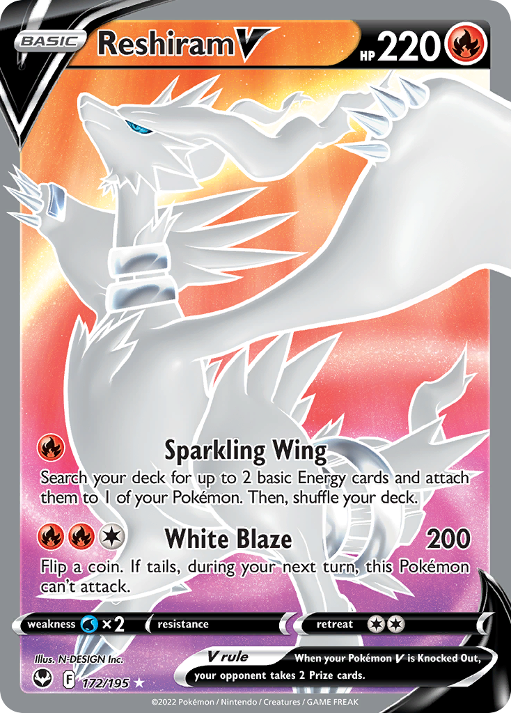 Reshiram V (172/195) - [Full Art] Silver Tempest (SIT)