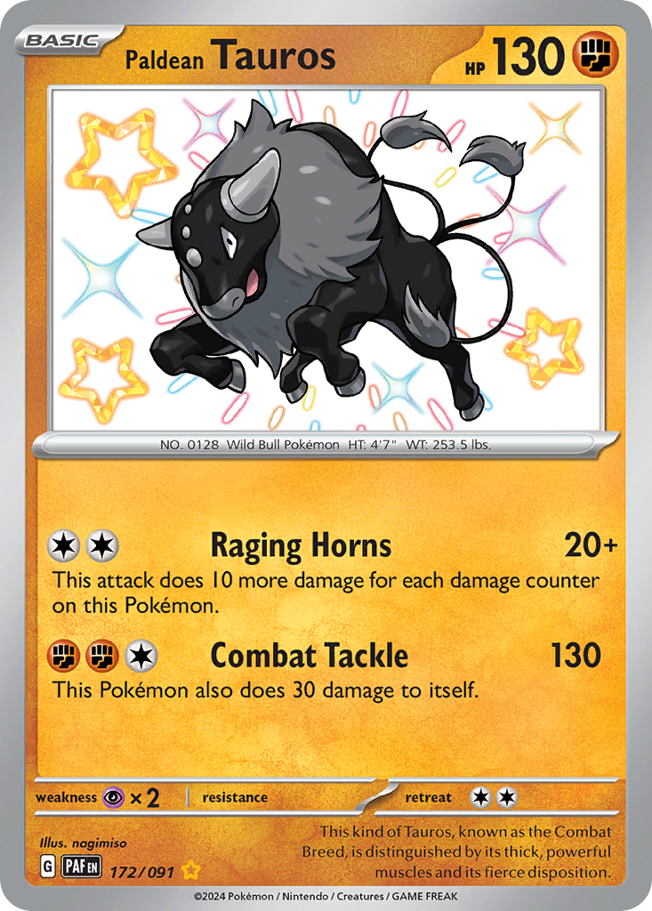 Paldean Tauros (172/91) - [Shiny Holo] Paldean Fates (PAF)