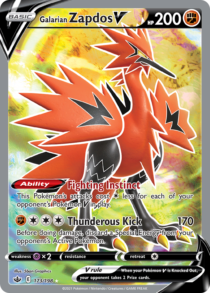 Galarian Zapdos V (173/198) - [Full Art] Chilling Reign (CRE)
