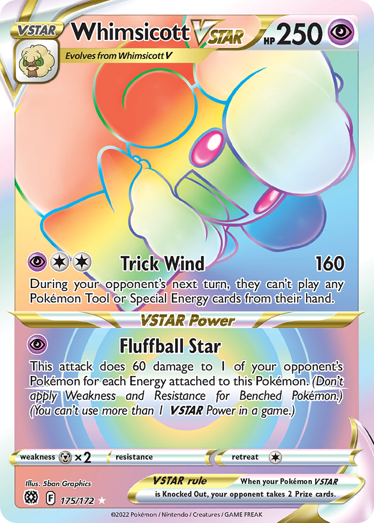 Whimsicott VSTAR (175/172) - [Rainbow Holo] Brilliant Stars (BRS)