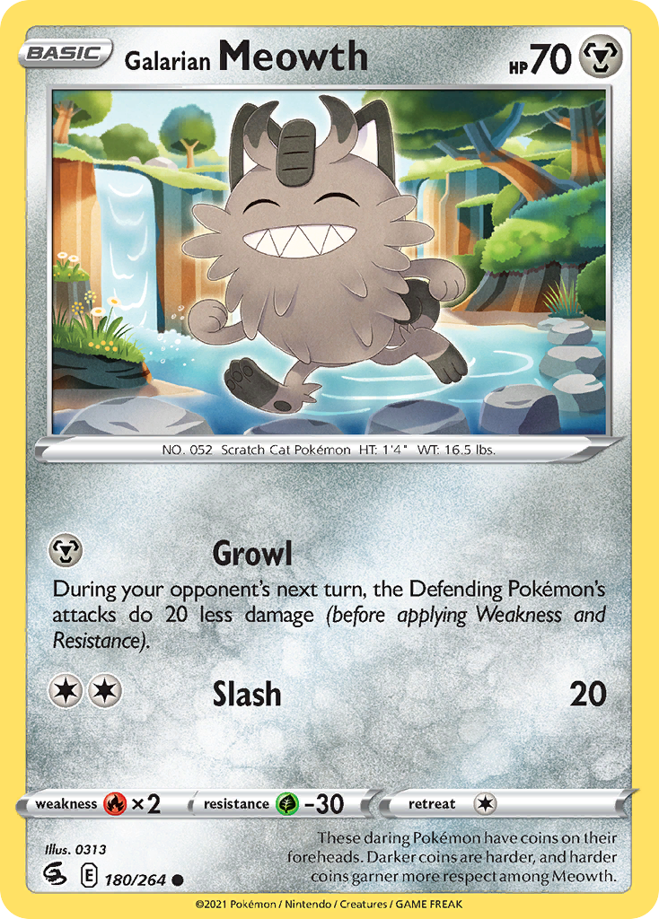 Galarian Meowth (180/264) - [Reverse Holo] Fusion Strike (FST)
