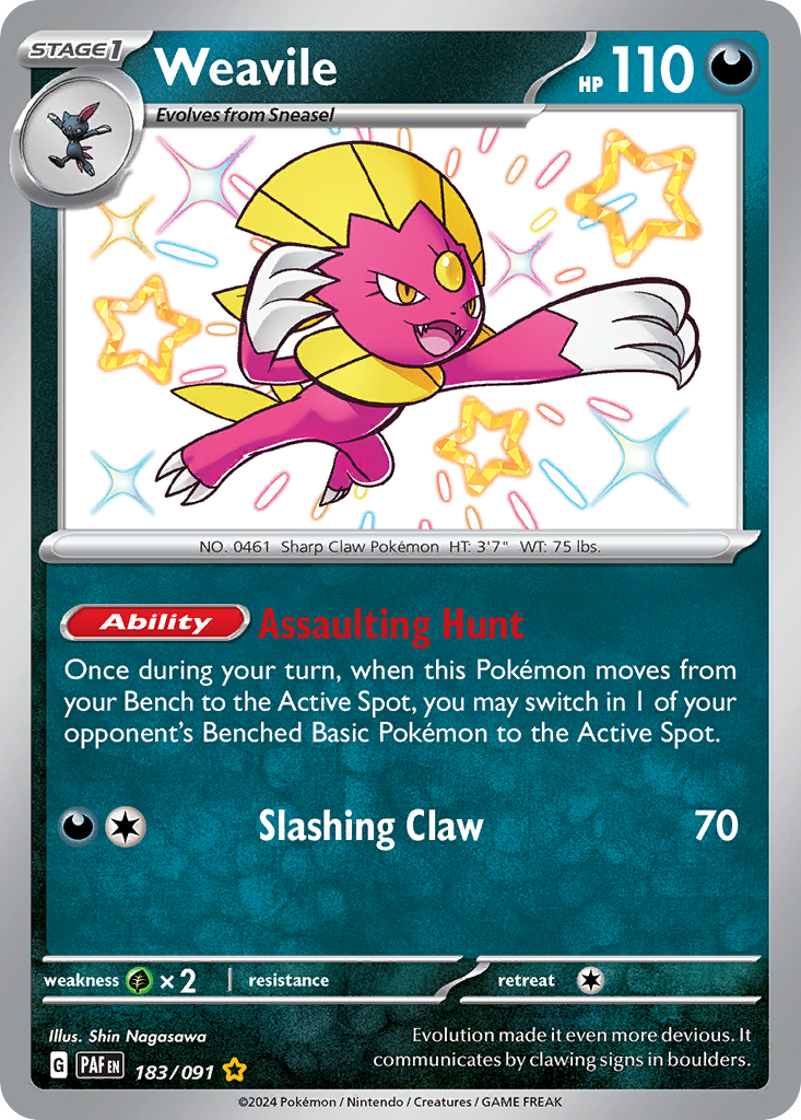 Weavile (183/91) - [Shiny Holo] Paldean Fates (PAF)