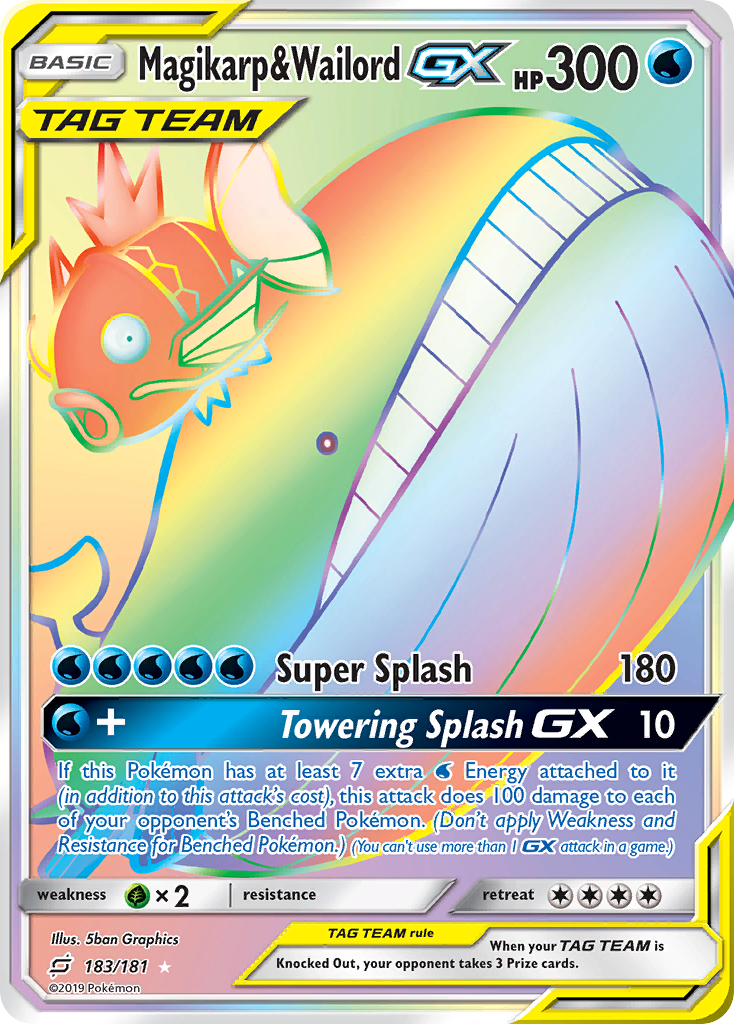 Magikarp & Wailord-GX (183/181) - [Rainbow Holo] Team Up (TEU)