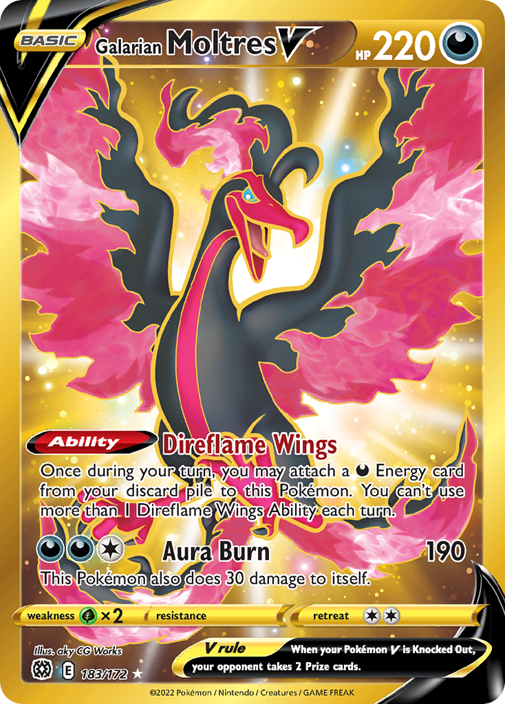 Galarian Moltres V (183/172) - [Secret Rare] Brilliant Stars (BRS)