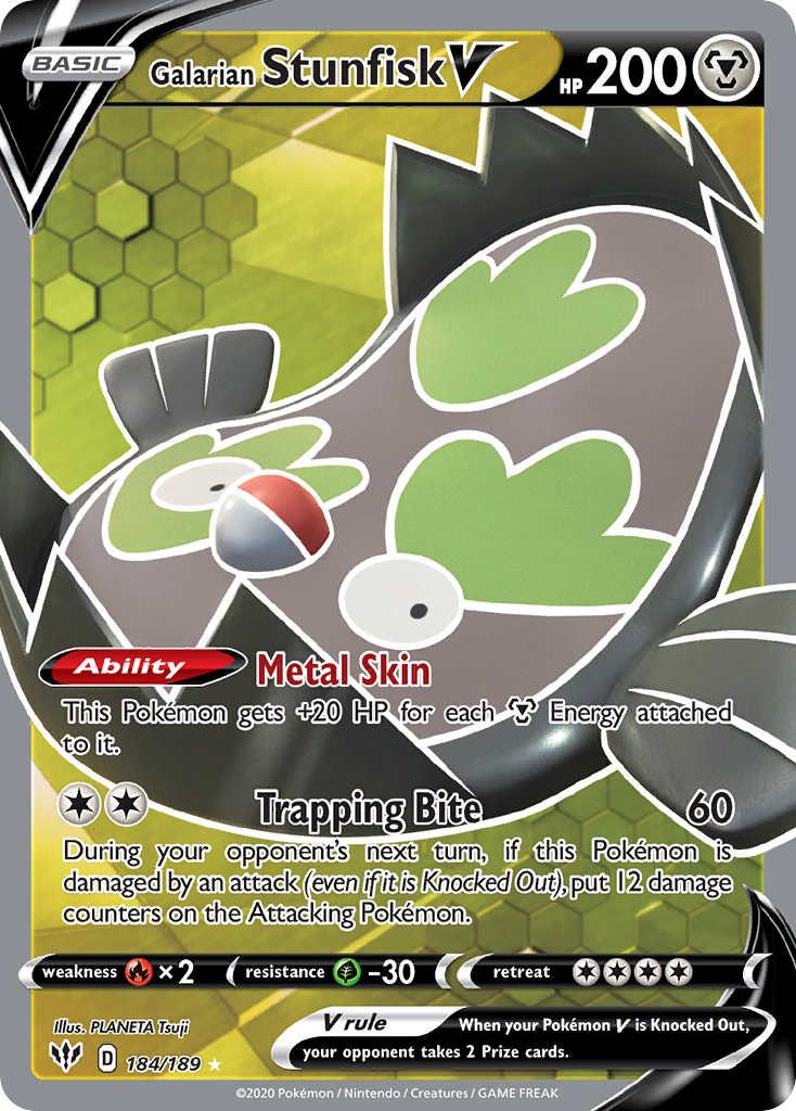 Galarian Stunfisk V (184/189) - [Full Art] Darkness Ablaze (DAA)