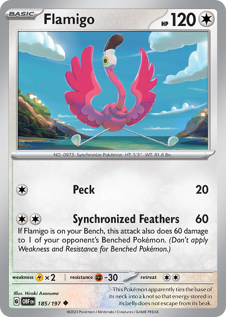 Flamigo (185/197) - [Reverse Holo] Obsidian Flames (OBF)