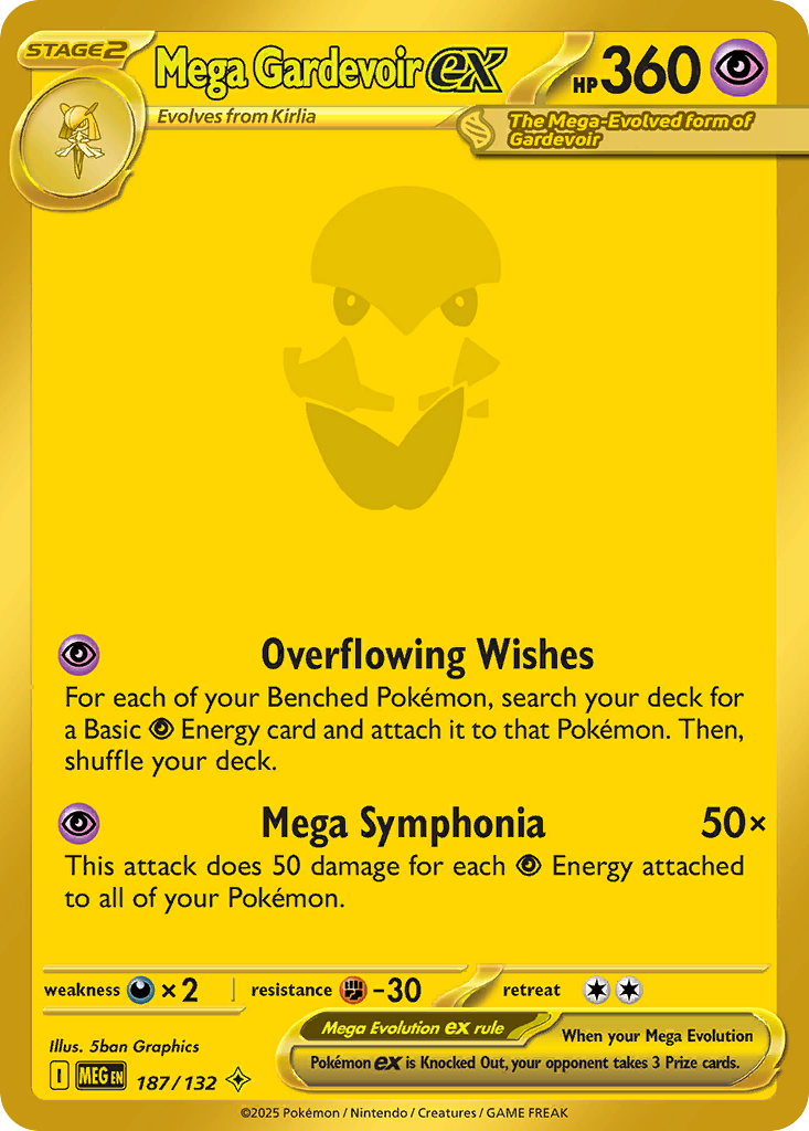 Mega Gardevoir ex (187/132) - [Gold Holo] Mega Evolution (MEG)