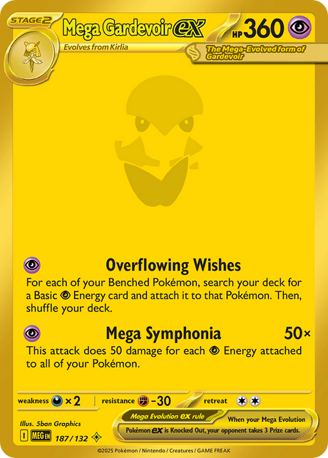 Mega Gardevoir ex (187/132) - [Gold Holo] Mega Evolution (MEG)