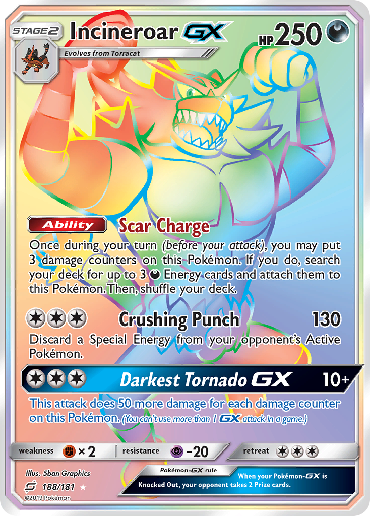 Incineroar-GX (188/181) - [Rainbow Holo] Team Up (TEU)