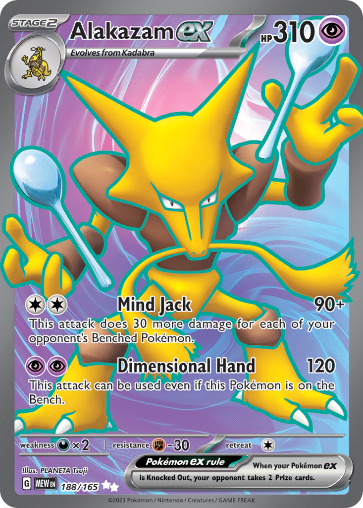 alakazam holographic pokemon card Alakazam ex (188/165)
