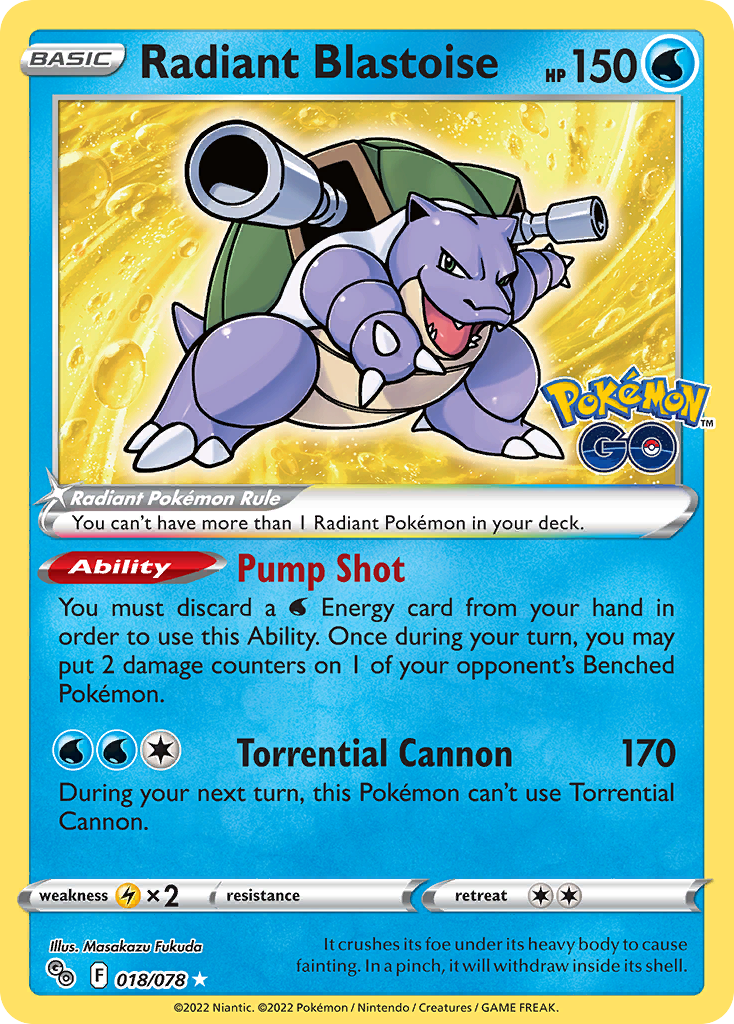 blastoise holographic pokemon card Radiant Blastoise (18/78)