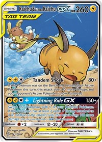 Raichu & Alolan Raichu GX (Alternate Full Art) (221) - SM - Unified Minds (SM11)