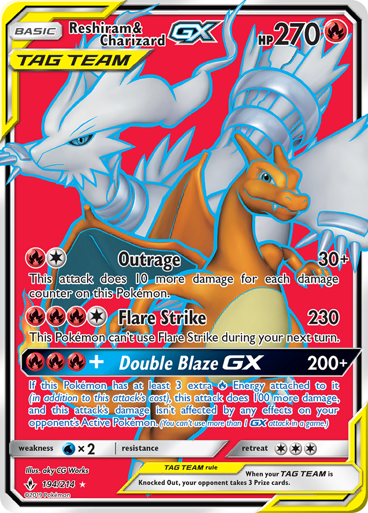 Reshiram & Charizard-GX (194/214) - [Full Art] Unbroken Bonds (UNB)
