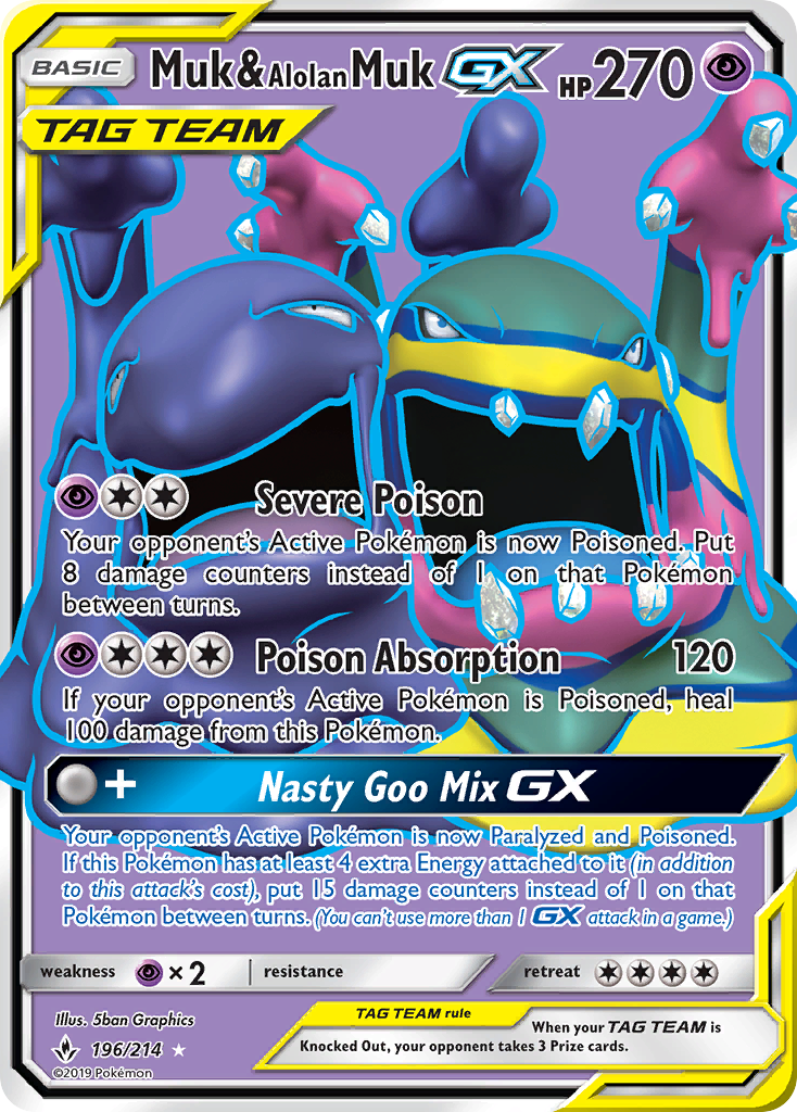 Muk & Alolan Muk-GX (196/214) - [Full Art] Unbroken Bonds (UNB)