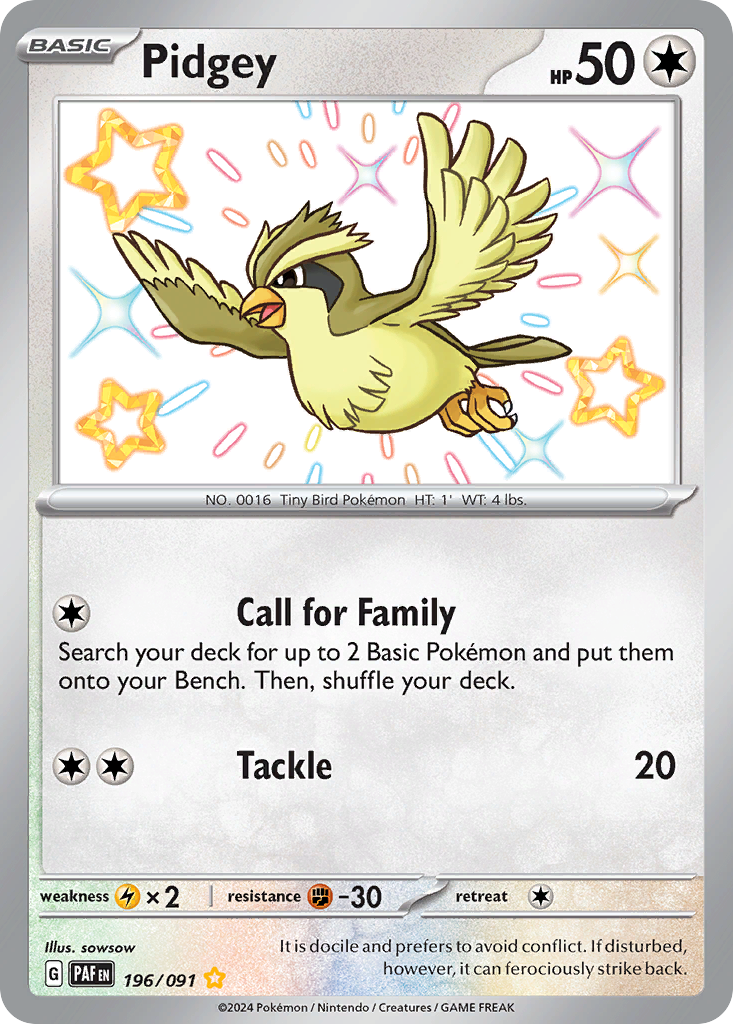 Pidgey (196/91) - [Shiny Holo] Paldean Fates (PAF)