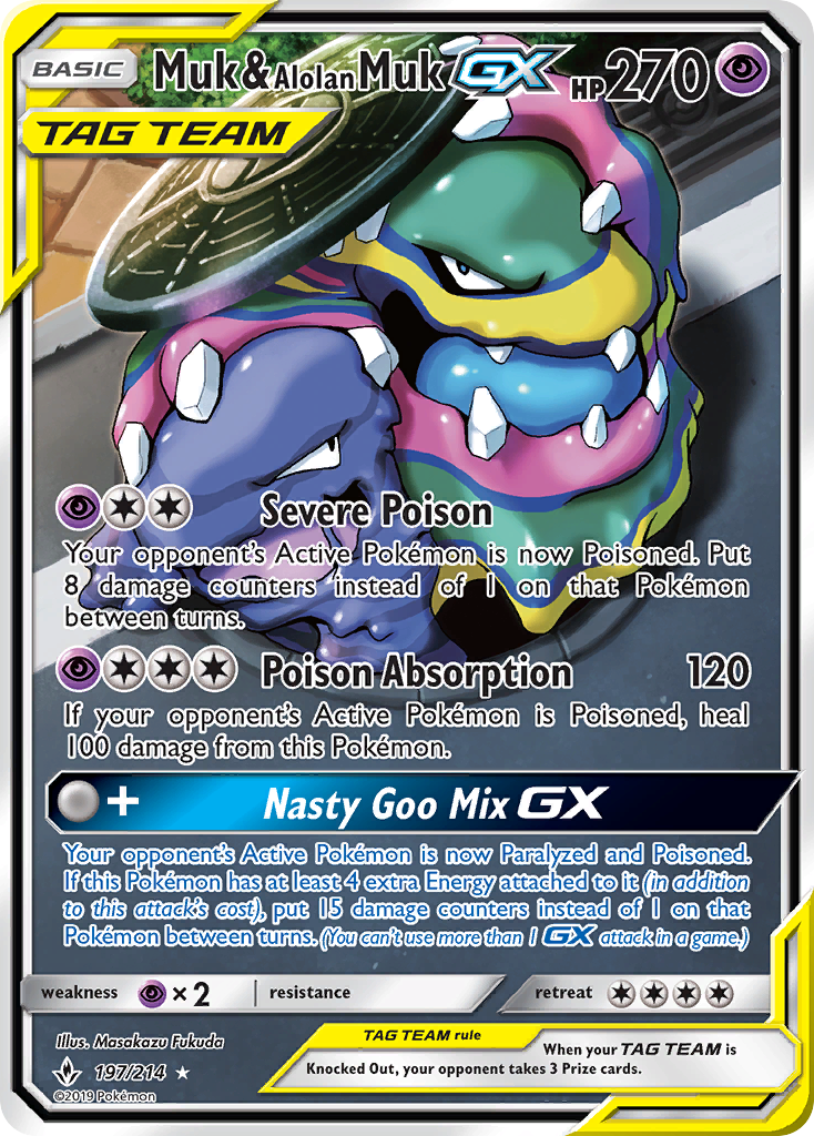Muk & Alolan Muk-GX (197/214) - [Full Art] Unbroken Bonds (UNB)