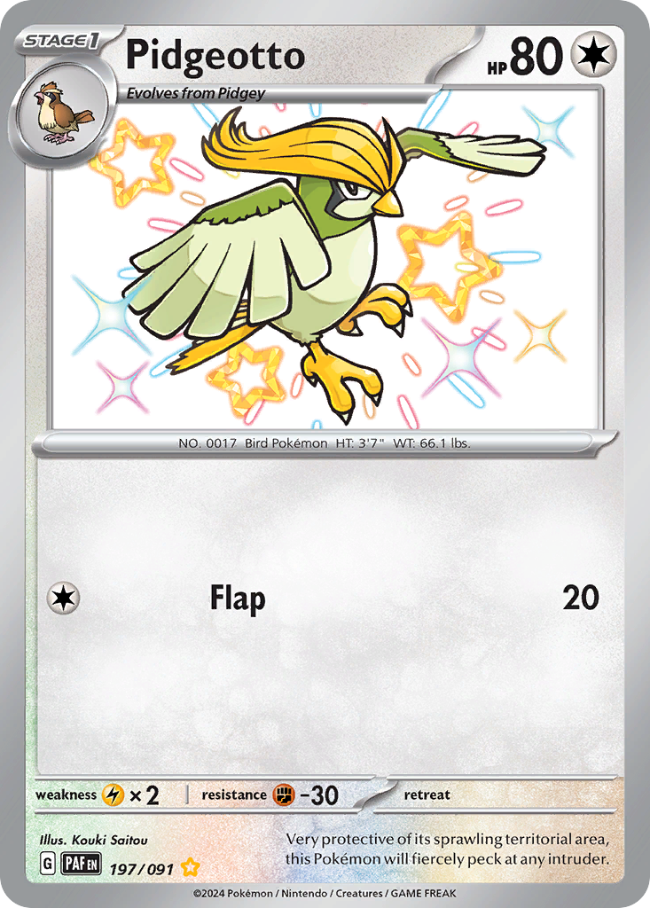 Pidgeotto (197/91) - [Shiny Holo] Paldean Fates (PAF)