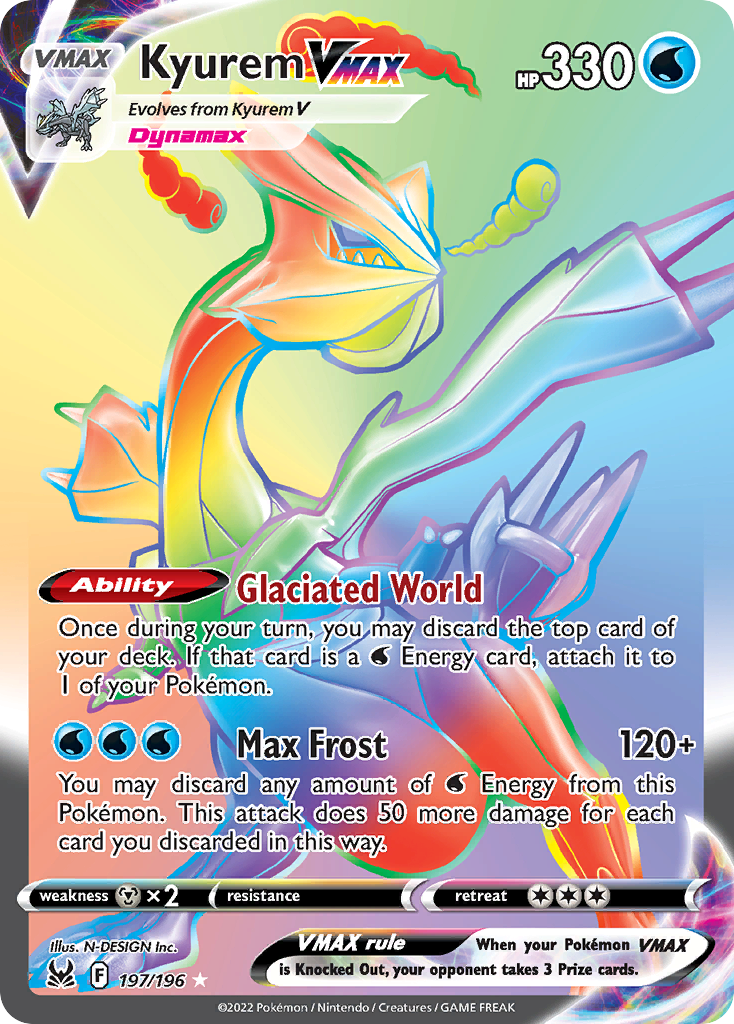 Kyurem VMAX (197/196) - [Rainbow Holo] Lost Origin (LOR)