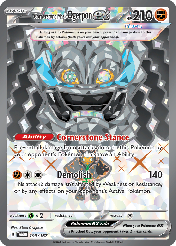 Cornerstone Mask Ogerpon ex (199/167) - [Full Art] Twilight Masquerade (TWM)