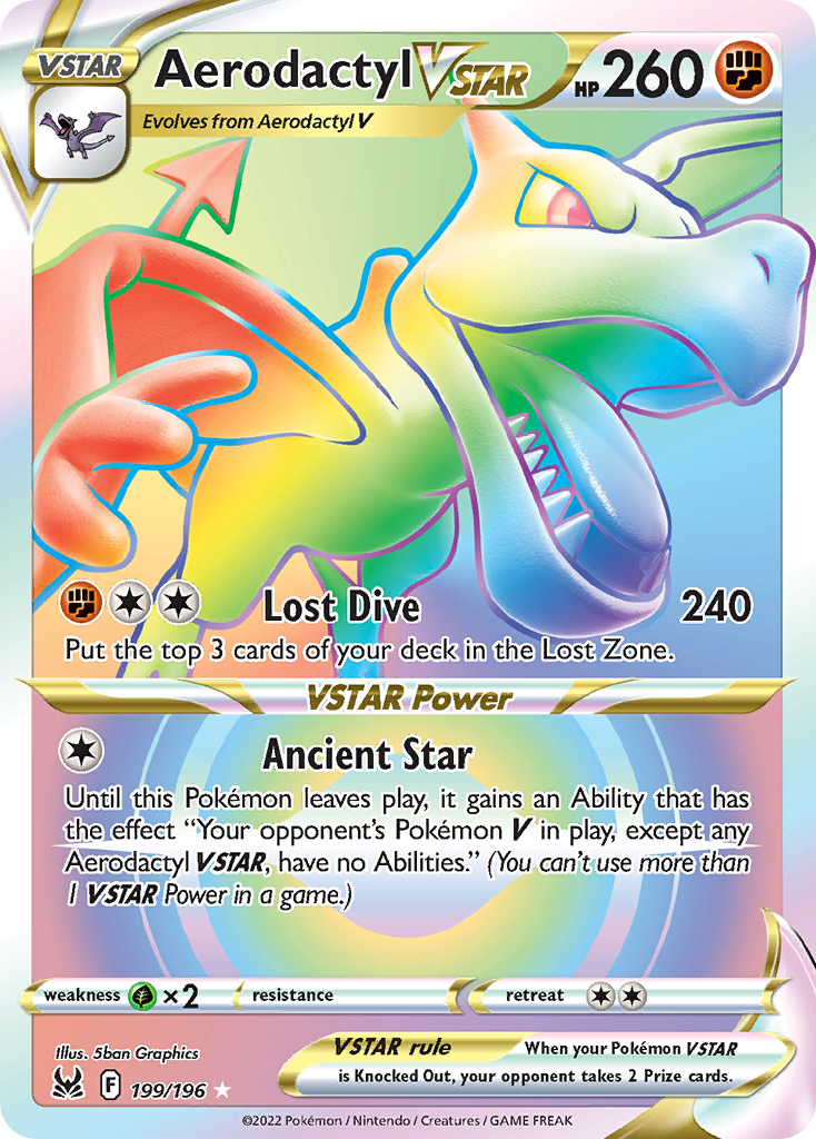 Aerodactyl VSTAR (199/196) - [Rainbow Holo] Lost Origin (LOR)