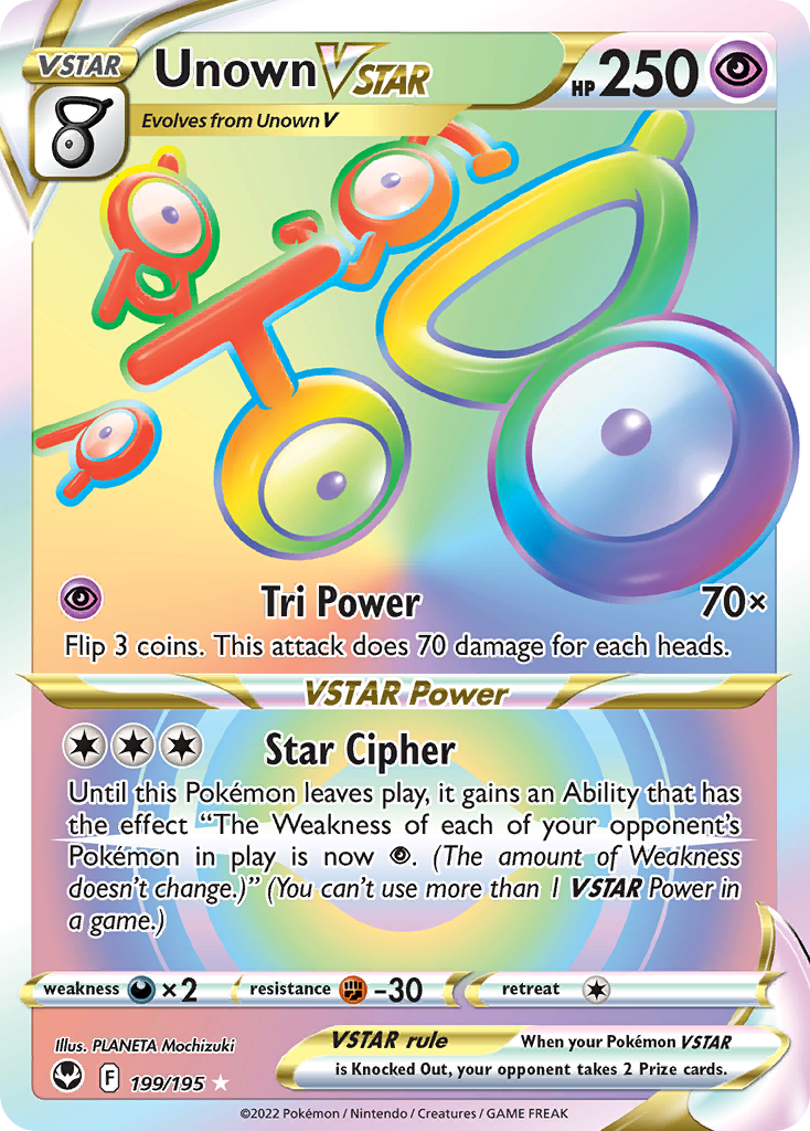 Unown VSTAR (199/195) - [Rainbow Holo] Silver Tempest (SIT)