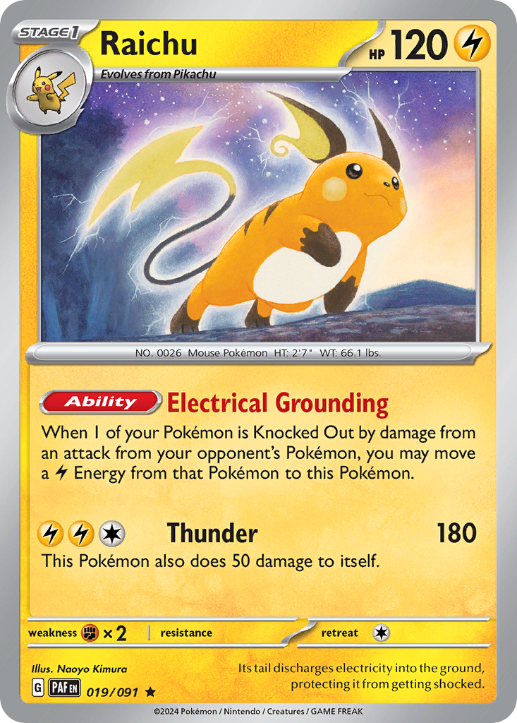 Raichu (19/91) - [Reverse Holo] Paldean Fates (PAF)