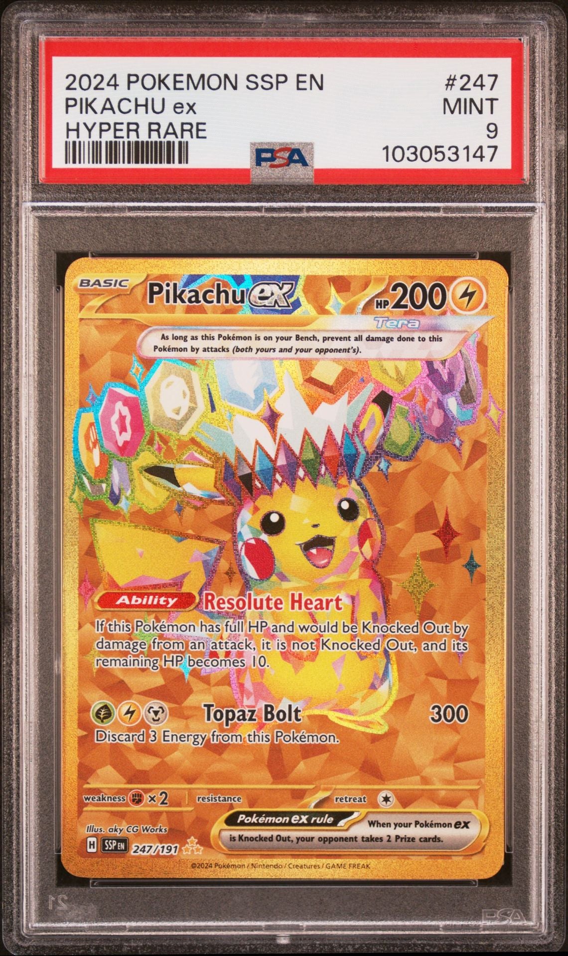 Pikachu Ex Hyper Rare #247 - [Graded PSA 9] Surging Sparks