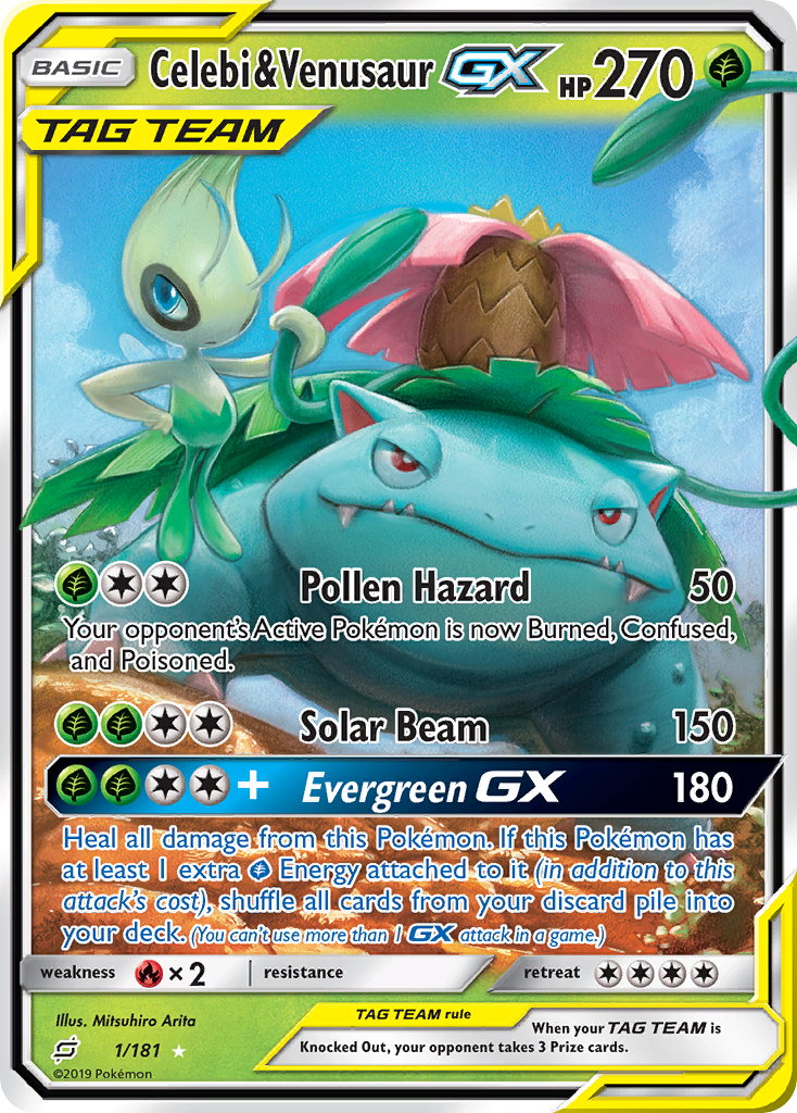 Celebi & Venusaur-GX (1/181) - [Holo Foil] Team Up (TEU)