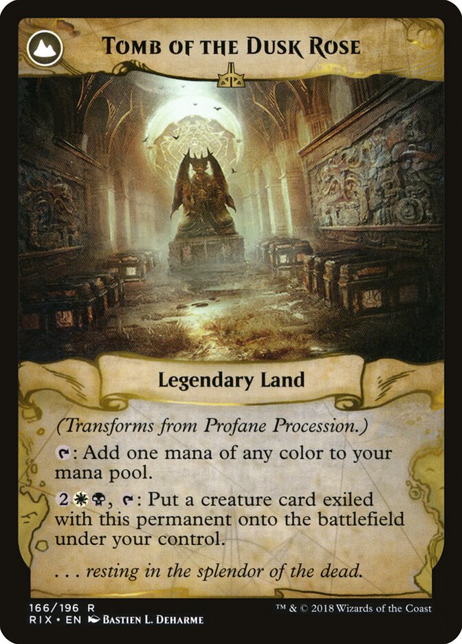 Profane Procession // Tomb of the Dusk Rose (166) - Rivals of Ixalan (RIX)