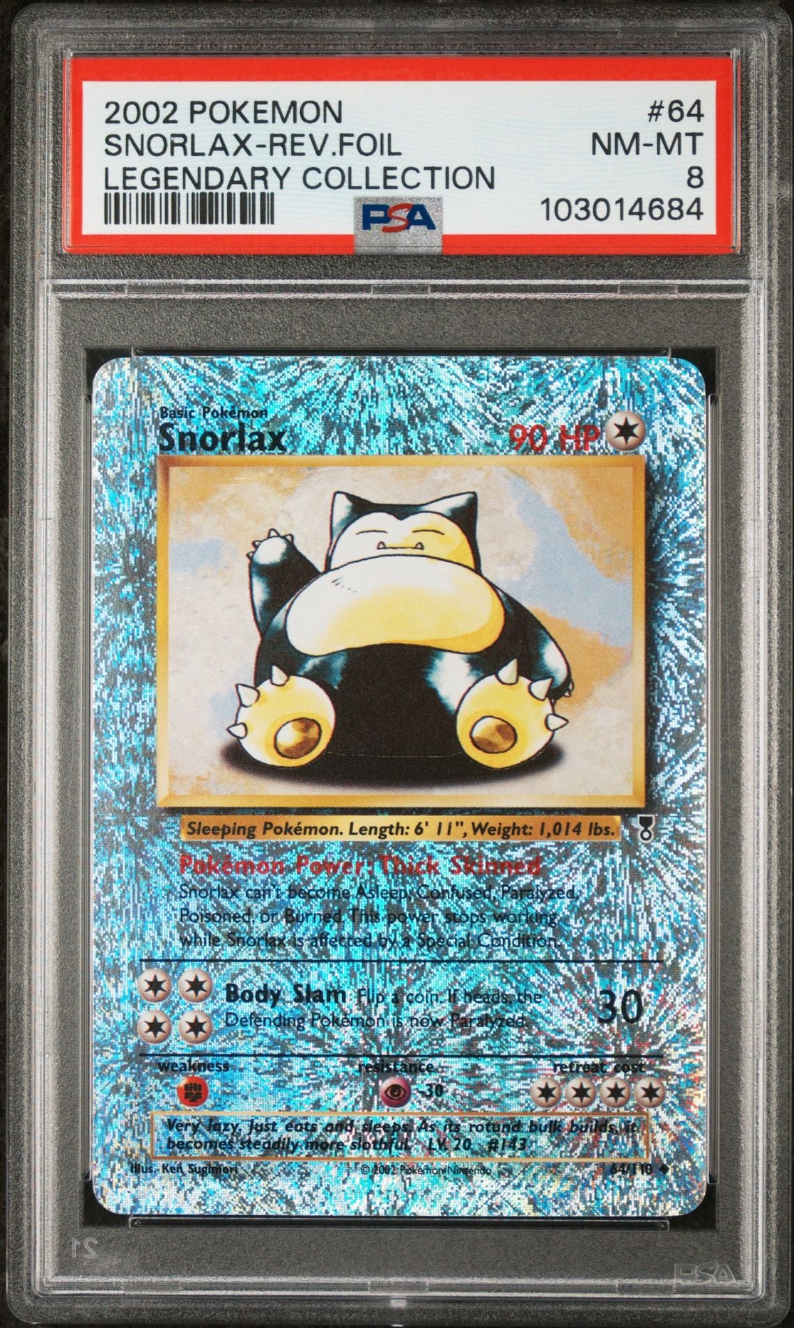 Snorlax #64 - [Reverse Holo, Graded PSA 8] Legendary Collection