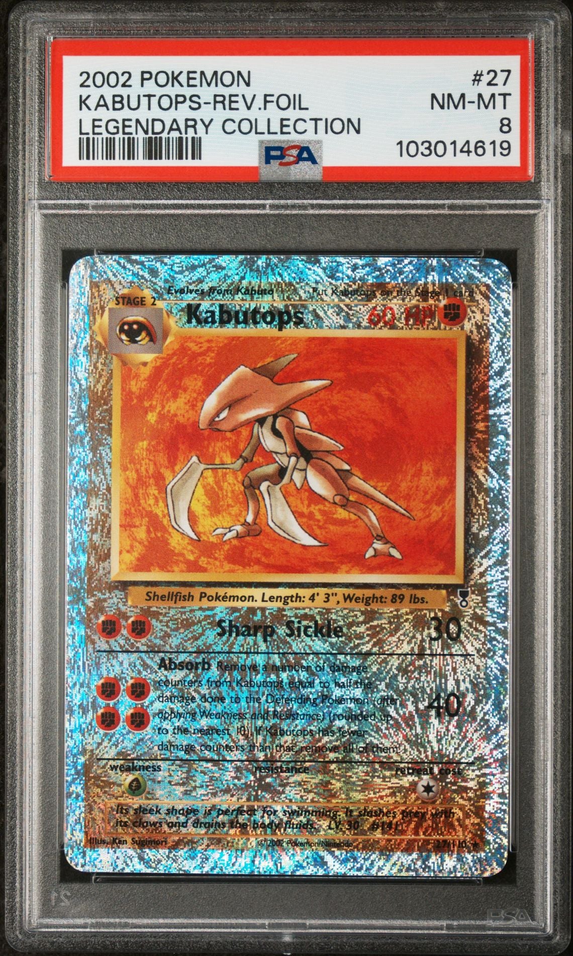 Kabutops #27 - [Reverse Holo, Graded PSA 8] Legendary Collection