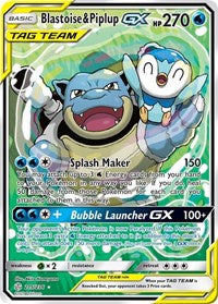 Blastoise & Piplup GX (Alternate Full Art) (215) - SM - Cosmic Eclipse (SM12)