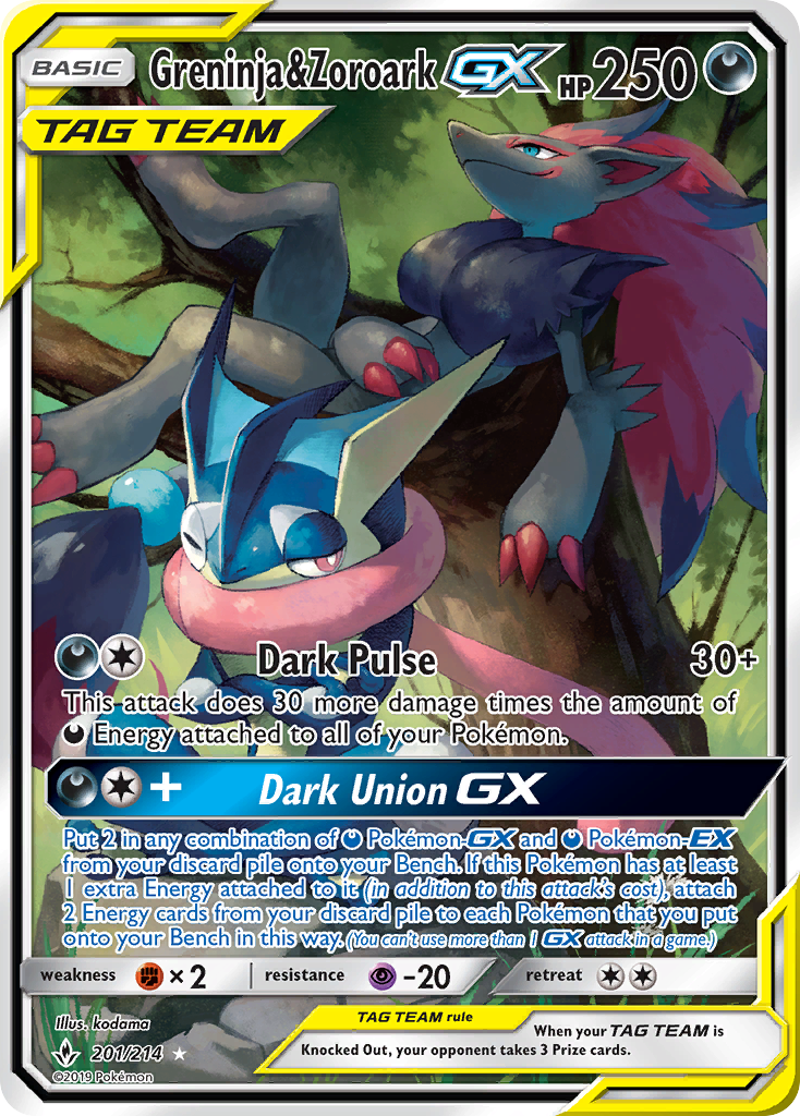 Greninja & Zoroark-GX (201/214) - [Full Art] Unbroken Bonds (UNB)