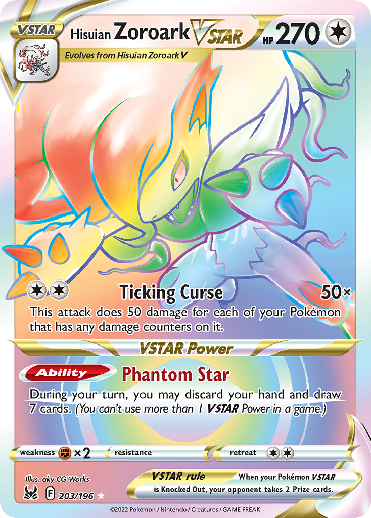 Hisuian Zoroark VSTAR (203/196) - [Rainbow Holo] Lost Origin (LOR)