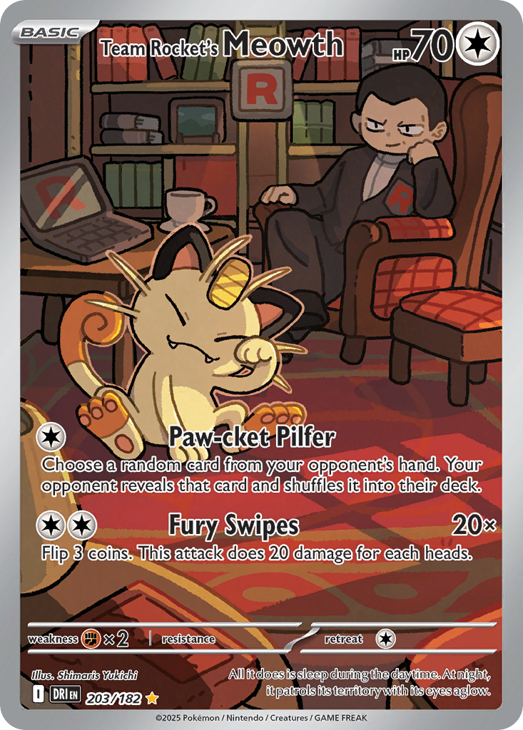 Team Rocket's Meowth (203/182) - [Illustration Rare] Destined Rivals (DRI)