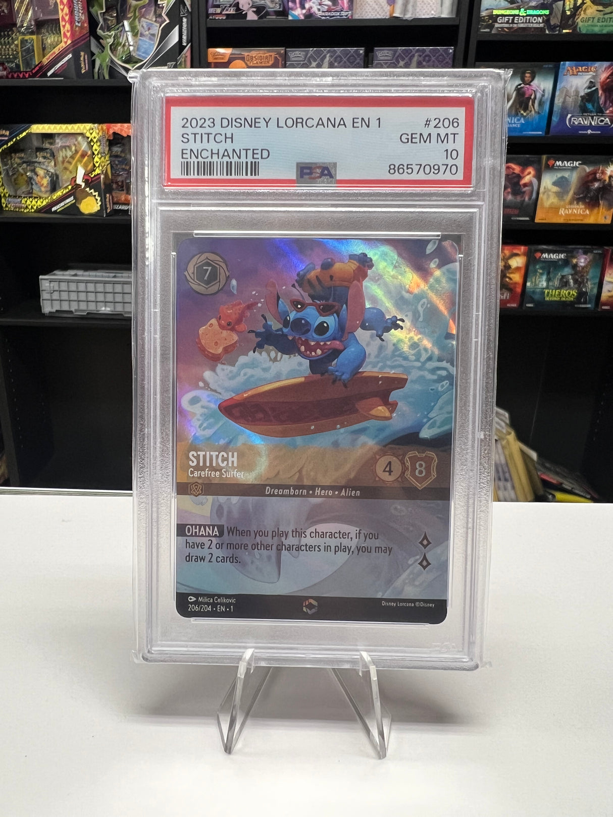 Stitch - Carefree Surfer - [Foil, Enchanted, Graded PSA 10] The First Chapter (1)