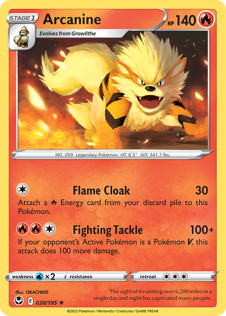 Arcanine (20/195) - [Reverse Holo] Silver Tempest (SIT)